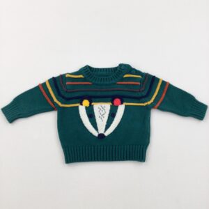 newborn-1st-size-up-to-1-month Nutmeg Badger Green Knitted Jumper