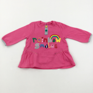 0-3-months George 'Rainbow Smiles' Pink Tunic Top