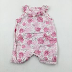 0-3-months Matalan Roses Pink & White Romper