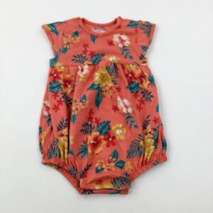 18-24-months Nutmeg Colourful Flowers Orange Romper