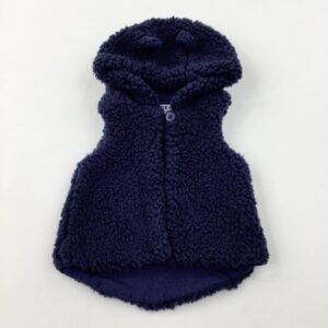 0-3-months Navy Fluffy Gilet With Hood