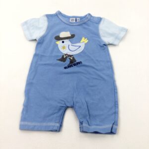 0-3-months 'Cluck Cluck' Cowboy Chick Appliqued Blue Romper