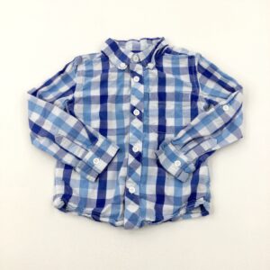 2-3-years Mini Club Blue & White Checked Long Sleeve Shirt