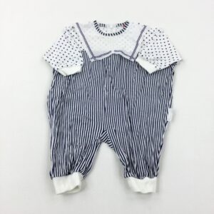 3-6-months Spotty Navy Striped Romper
