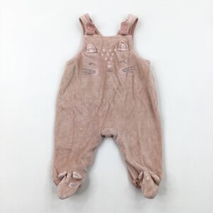 0-3-months George Bunny Dusky Pink Velour Dungarees (tiny mark of front)