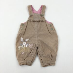 0-3-months Next 'She Loves To Dance' Bunny Appliqued Tan Cord Dungarees
