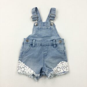 0-3-months Primark Light Blue Denim Short Dungarees