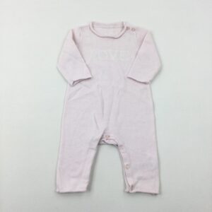 0-3-months Mothercare 'Love' Pale Pink Knitted Romper
