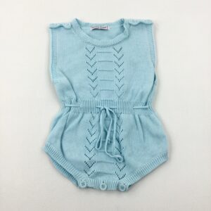 18-24-months Aurora Patterned Light Blue Knitted Romper