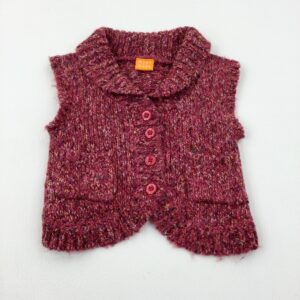 18-24-months Mini Mode Patterned Pink Knitted Gilet