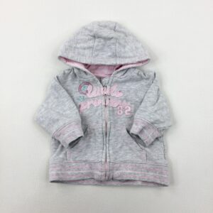 0-3-months Next 'Little Princess' Light Grey Zip Through Hoodie