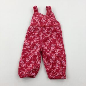 3-6-months Baby Mac Flowers Pink Cord Dungarees