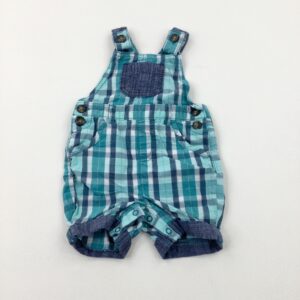 3-6-months TU Turquoise & Blue Checked Dungarees