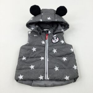 9-12-months H&M '1928' Mickey Mouse Stars Grey Padded Hooded Gilet