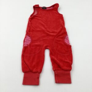 9-12-months - Red Velour Dungarees