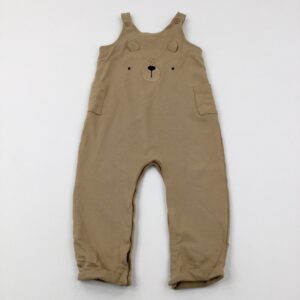 18-24-months TU Bear Embroidered Beige Jersey Dungarees