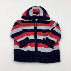 18-24-months TU Navy & Red Striped Zip Through Lined Hoodie