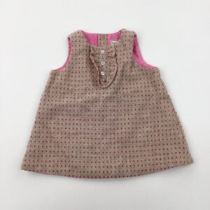 0-3-months Darcy Brown Spotty Pink & Beige Dress