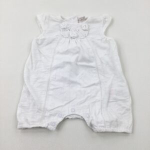 0-3-months Next Flowers Embroidered White Cotton Romper