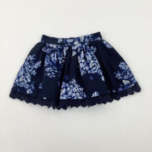 2-3-years F&F Flowers Navy Lace Trim Skirt