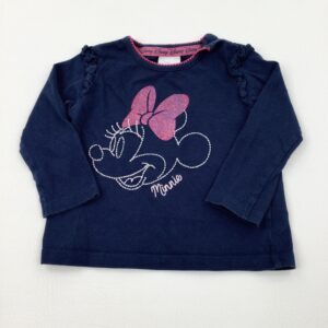 3-6-months F&F 'Minnie' Mouse Sparkly Navy Long Sleeve Top
