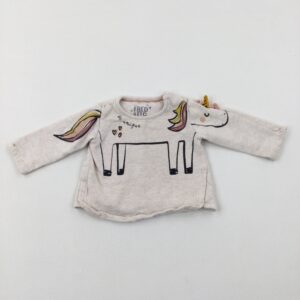 3-6-months F&F 'Be Unique' Unicorn Beige Sweatshirt