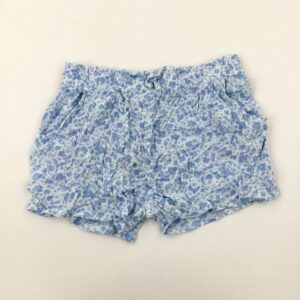 8-9-years Primark Flowers Blue Jersey Shorts