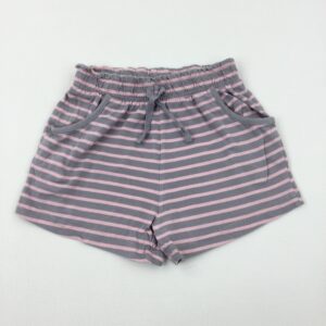 8-9-years TU Grey & Pink Striped Jersey Shorts
