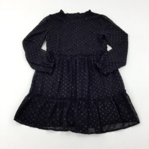 9-10-years Patterned Sparkly Black Party Dress