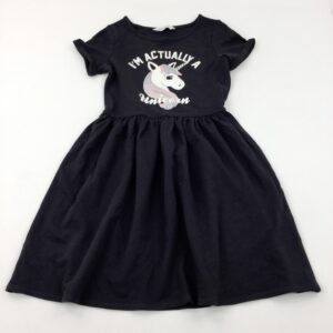 9-10-years H&M 'I'm Actually A Unicorn' Glittery Black Sweatshirt Dress