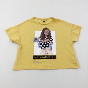 9-10-years F&F 'Trendsetter' Girl Yellow Cotton T-Shirt