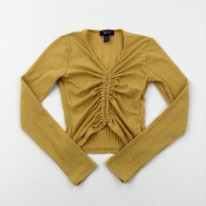10-11-years New Look Gathered Textured Mustard Yellow Long Sleeve Top