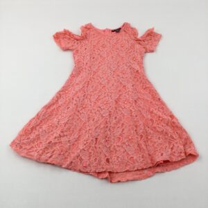 10-11-years Primark Flowers Embroidered Coral Pink Dress