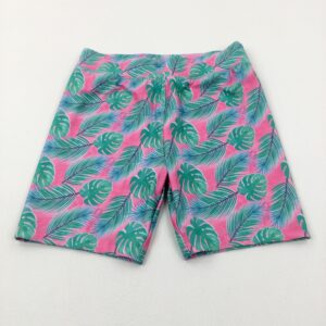 10-11-years Matalan Tropical Leaves Pink & Turquoise Sports Shorts