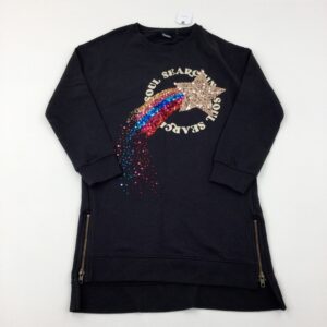 10-11-years Next 'Soul Searching' Star Sequinned Charcoal Grey Sweatshirt Dress - Brand New With Tags