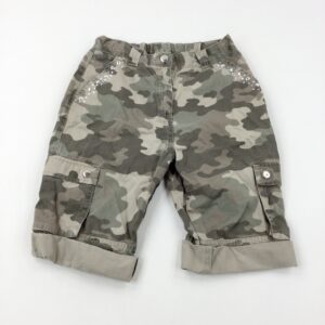 11-12-years F&F Diamonte Camouflage Khaki Shorts - Adjustable Waist