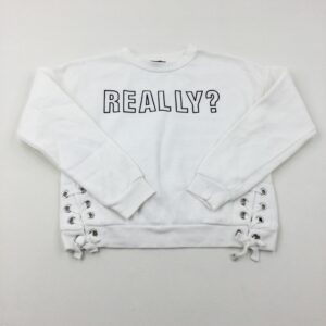 11-12-years Primark 'Really?' Tie Sides White Sweatshirt
