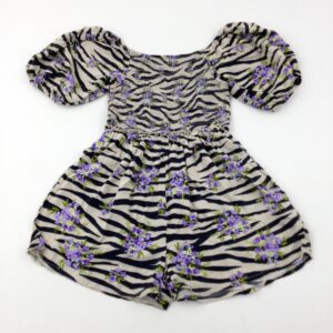 11-12-years Next Flowers Animal Print Beige & Black Playsuit