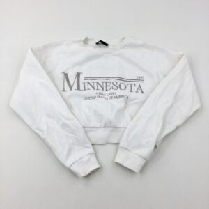 12-13-years New Look 'Minnesota' White Cropped Sweatshirt