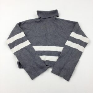 12-13-years New Look Grey & White Striped Knitted Roll Neck Jumper