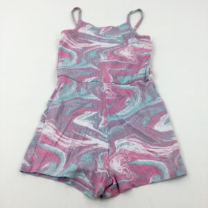 13-14-years George Marble Effect Textured Turquoise & Pink Playsuit