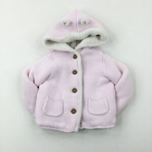 18-24-months Carters Pink Fleece Lined Pink Knitted Hooded Jacket