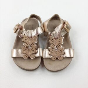 18-24-months Primark Butterflies Glittery Gold Sandals - Size 5 - (some wear)