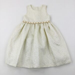 4-5-years Flowers Cream Bridesmaid/Party Dress With Chain Belt Detail