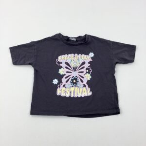 5-6-years George 'Peace & Love' Butterfly Charcoal Grey T-Shirt
