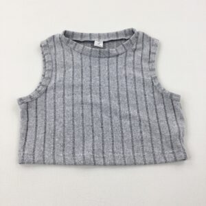 8-9-years Shein - Striped Grey Cropped Vest Top