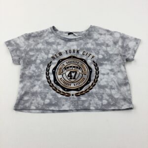 8-9-years George 'New York City' Tie Dye Effect Grey Cropped T-Shirt