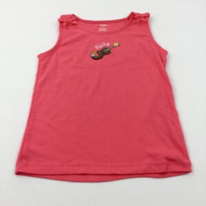 8-9-years Gymboree 'Aloha' Guitar Embroidered Coral Pink Vest Top