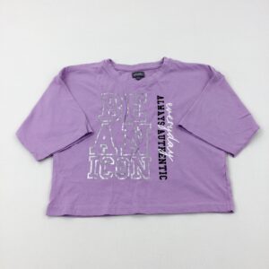 12-13-years Studio 'Be An Icon' Lilac Cropped T-Shirt