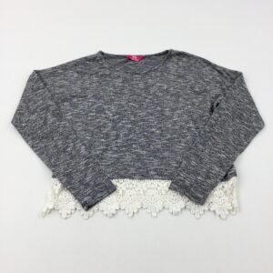 12-13-years Primark Mottled Grey Knitted Jumper With Embroidered Hem